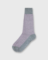 Striped Trouser Dress Socks In Heather Grey Orchid Extra Fine Merino