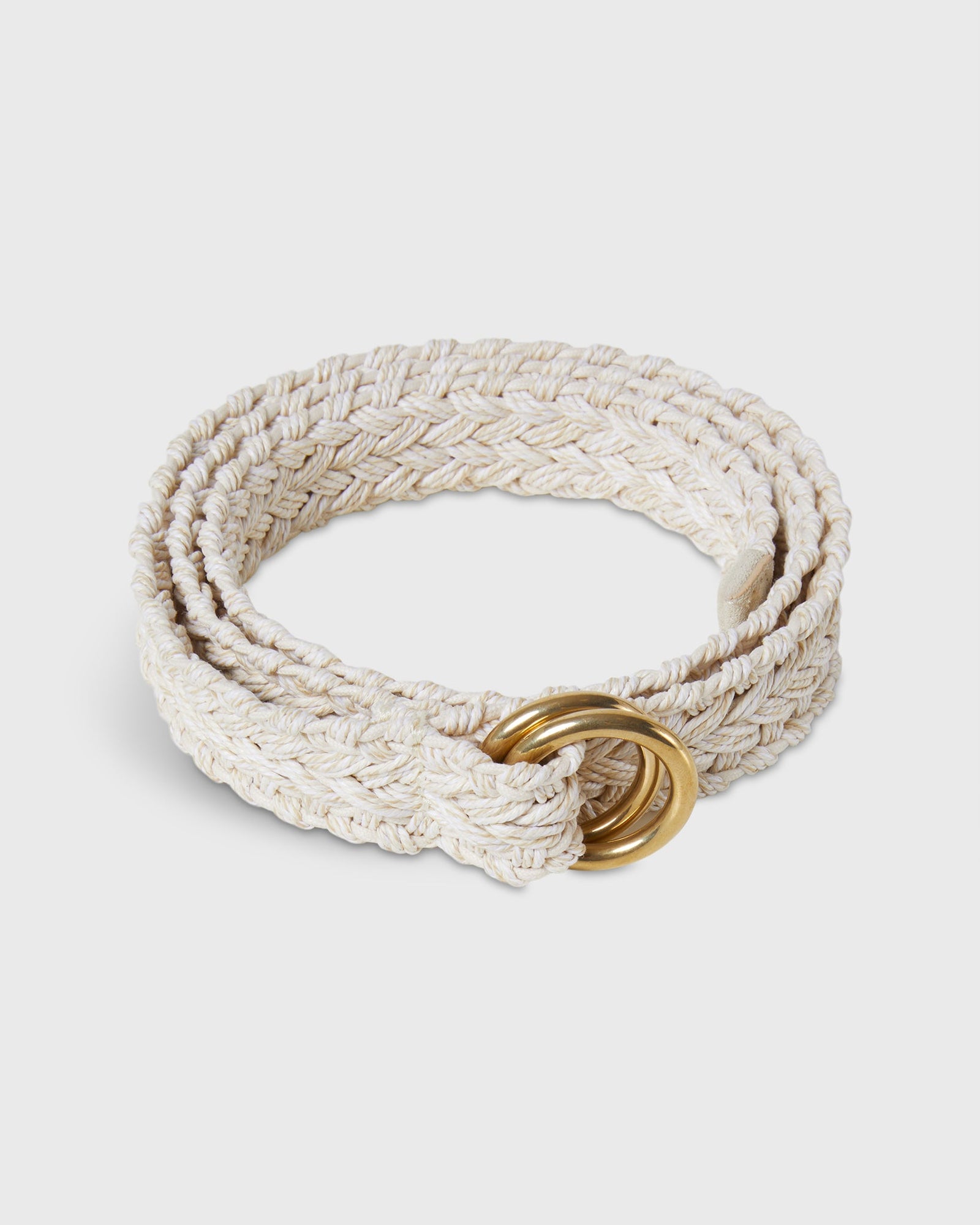 1 Woven Double O Ring Belt In Bone Cotton