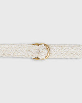 1 Woven Double O Ring Belt In Bone Cotton