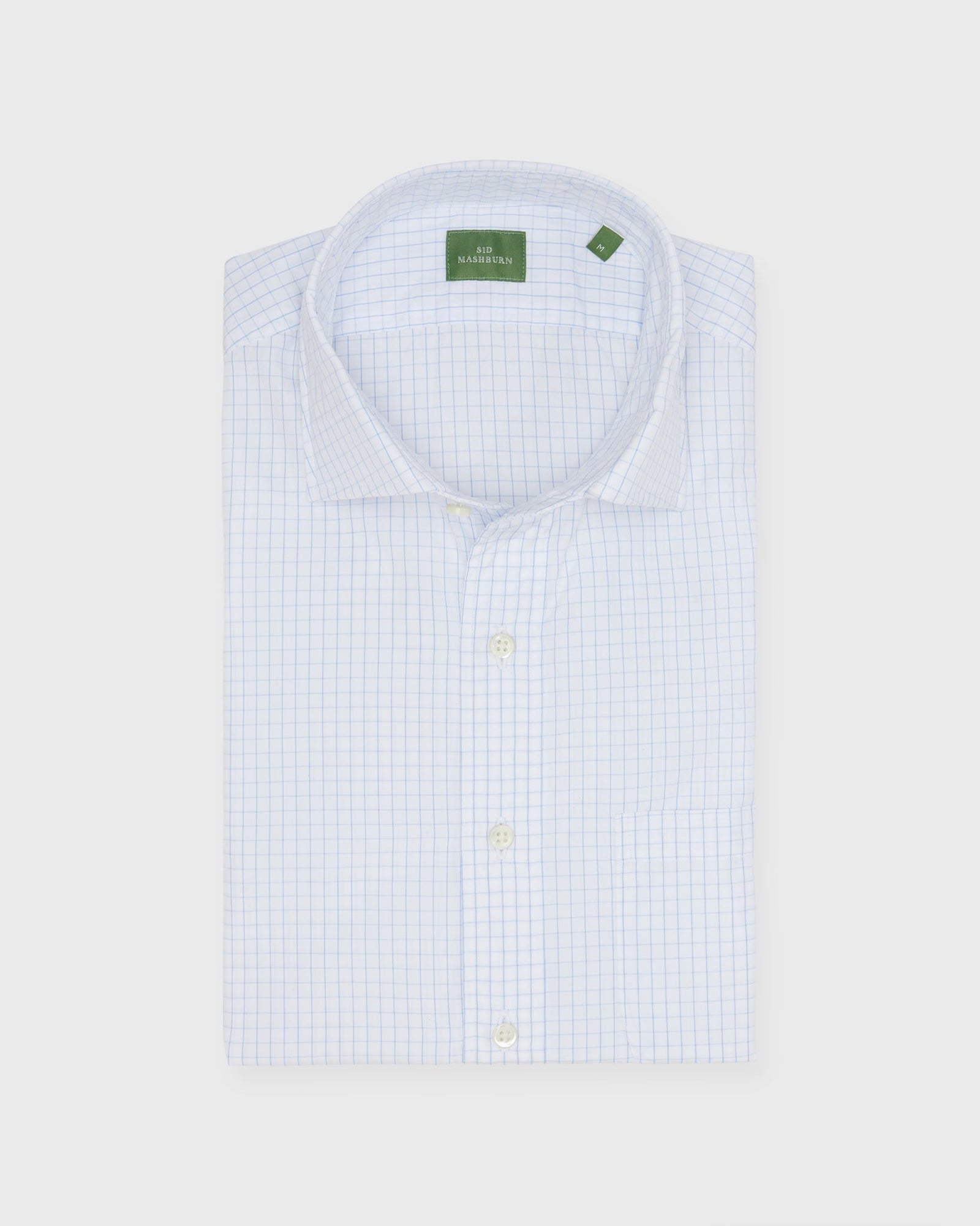 Spread Collar Sport Shirt in Blue Large Graph Check Poplin