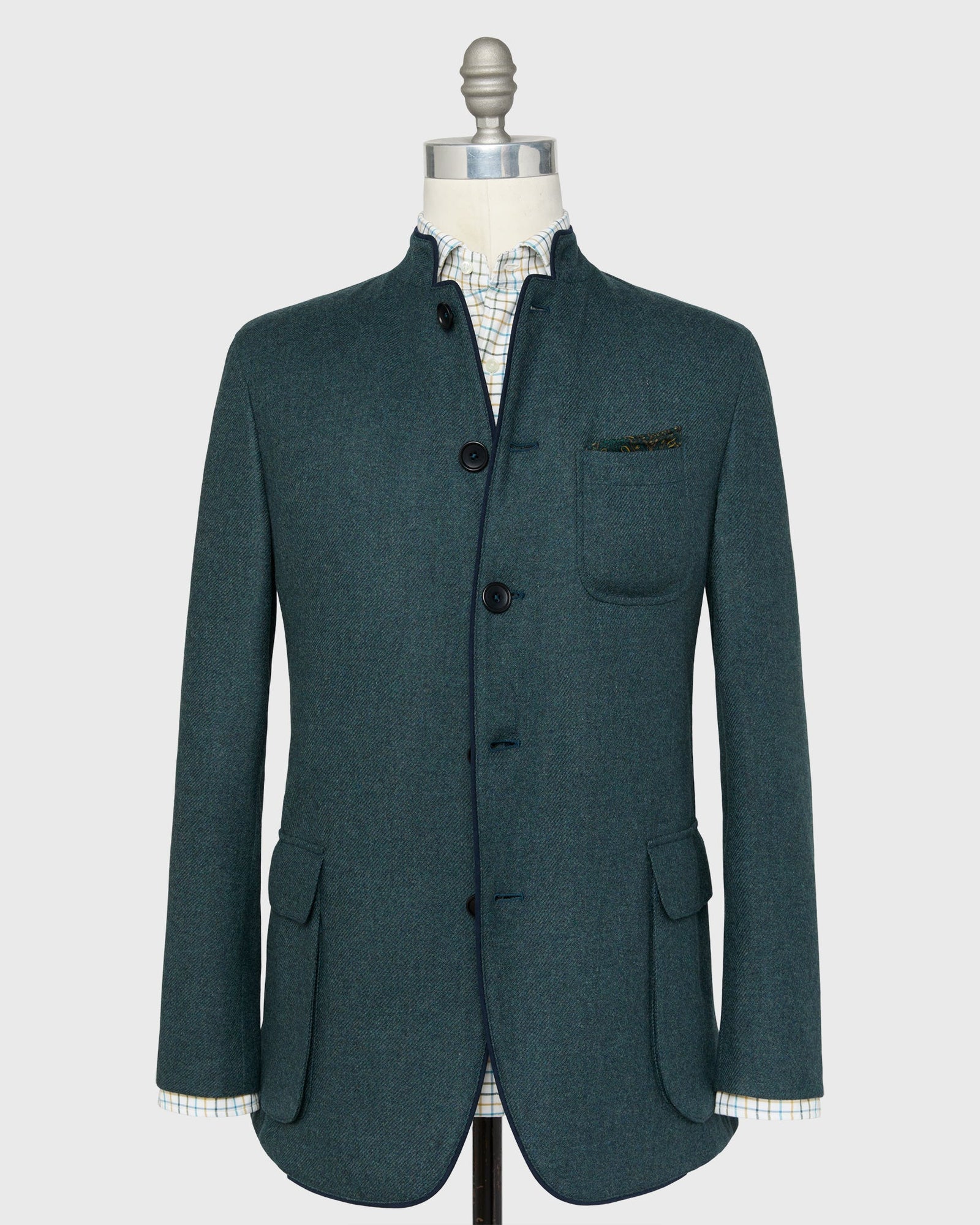 Tyrolean Jacket In Sea Wool Twill