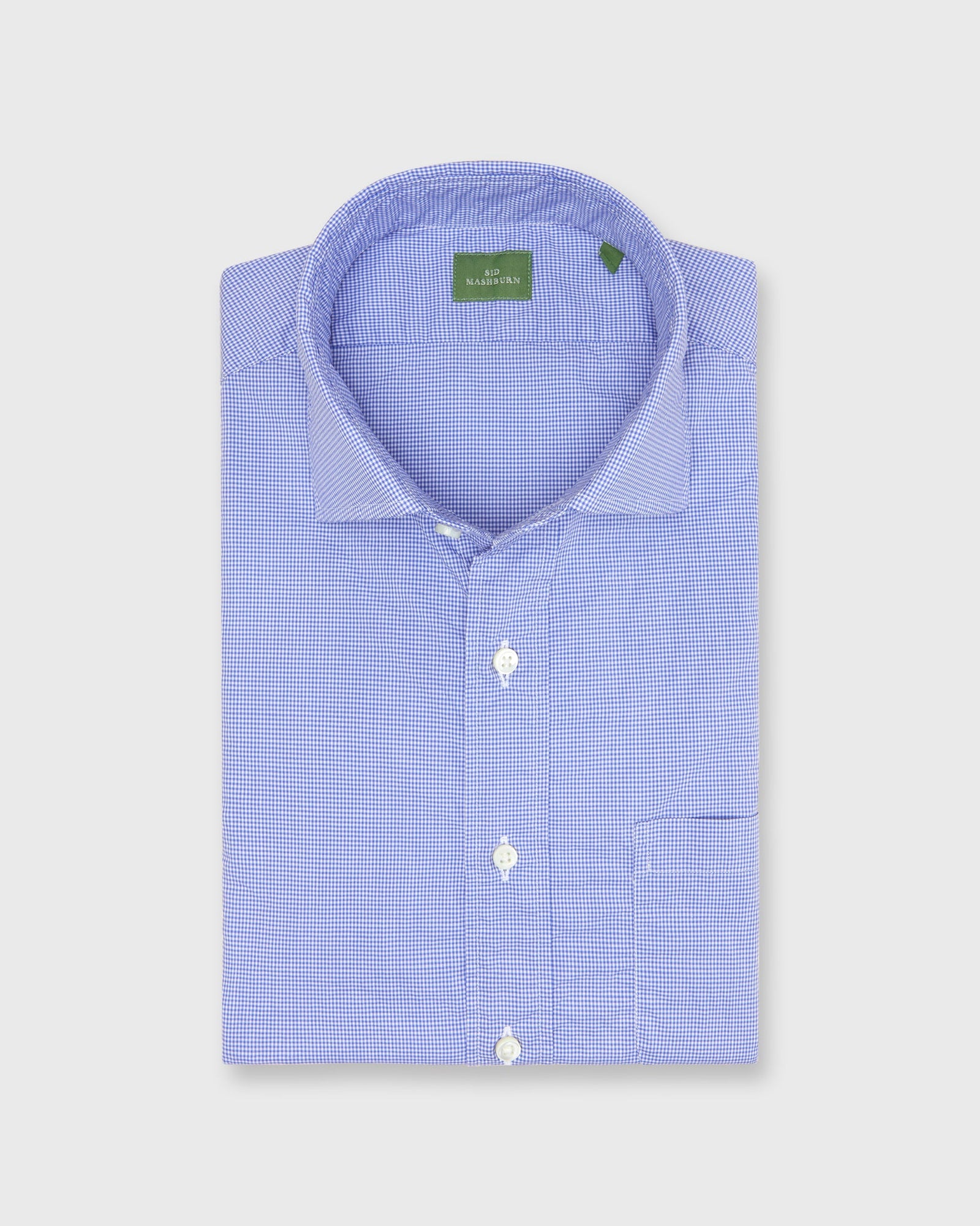 Spread Collar Sport Shirt In Ink Micro Gingham Poplin