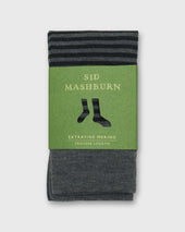 Striped Trouser Dress Socks In Heather Grey Extra Fine Merino