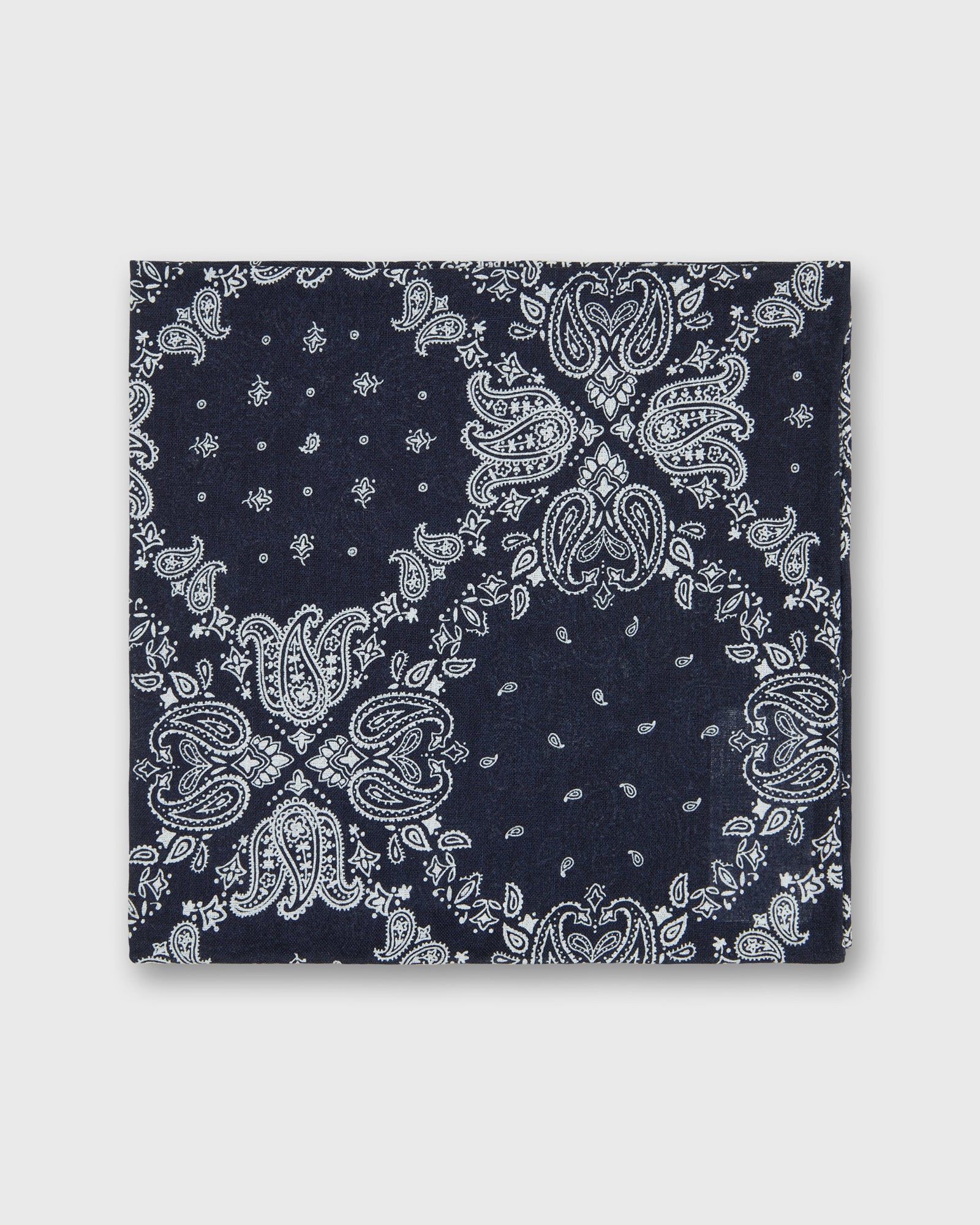 Cotton Print Pocket Square In White Paisley