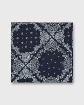 Cotton Print Pocket Square In White Paisley