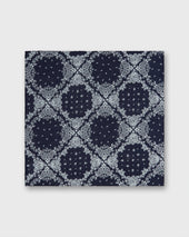 Cotton Print Pocket Square In White Paisley