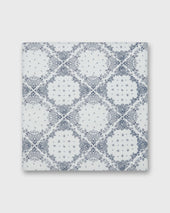 Cotton Print Pocket Square In White Navy Paisley