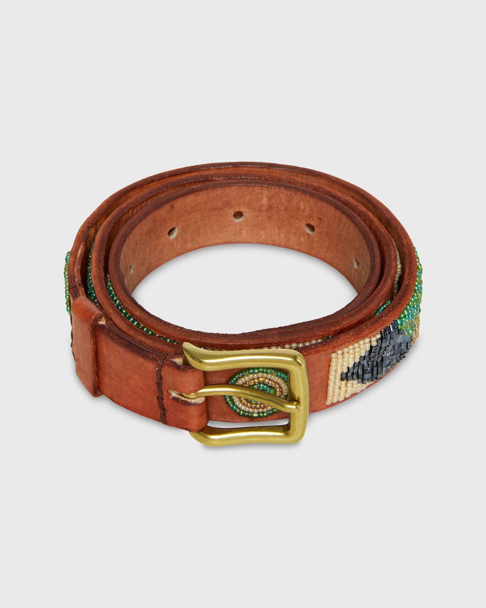 1 25 African Beaded Belt In Green Tan Toto