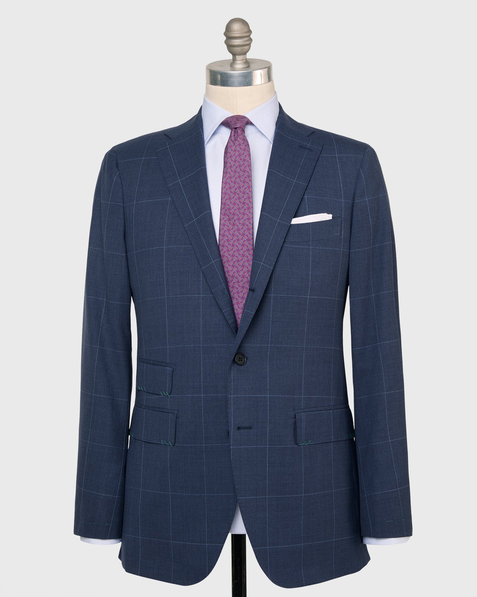 Virgil No 3 Suit In Char Sky Windowpane Plainweave
