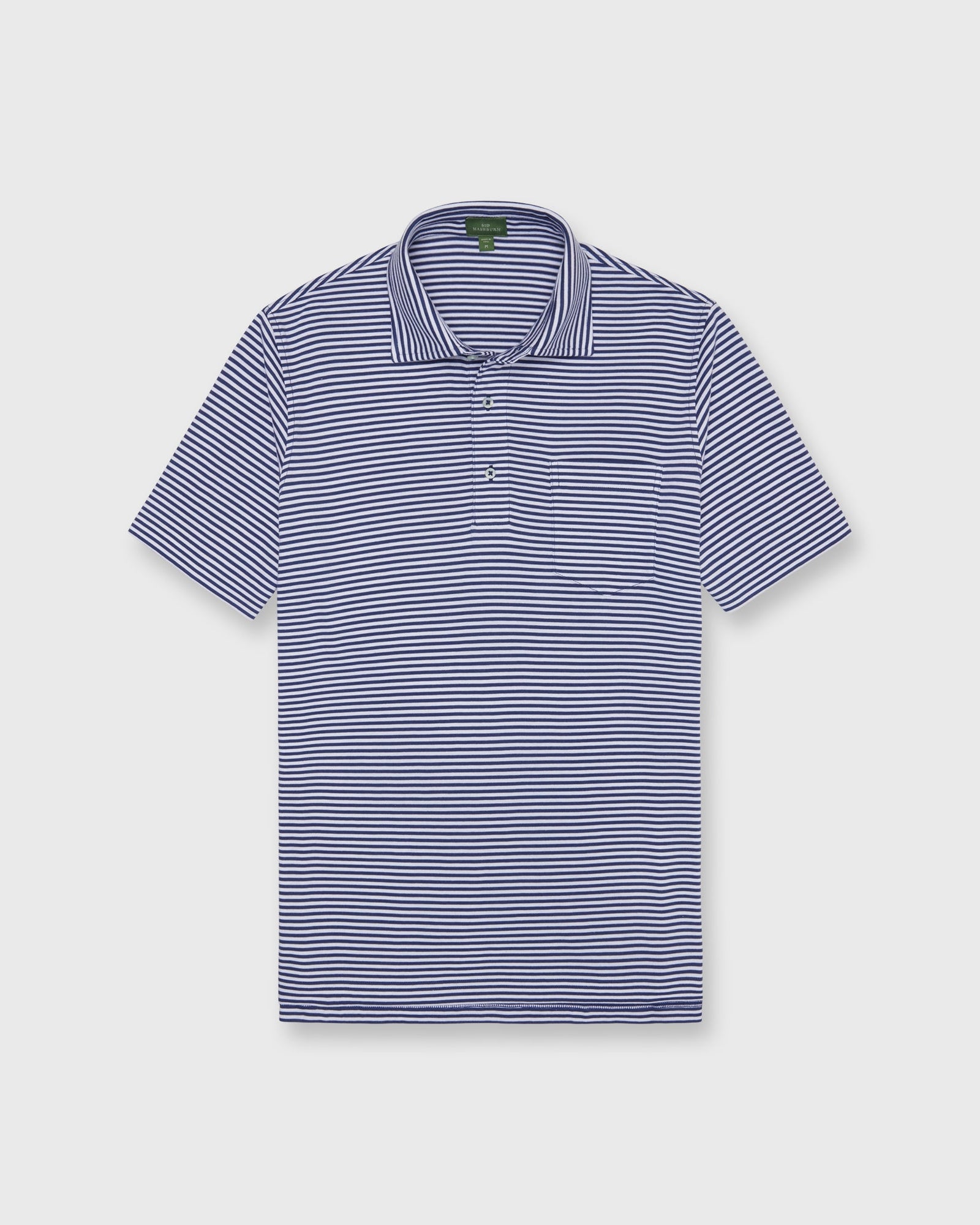 Short Sleeved Polo In Ink White Stripe Jersey