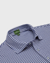 Short Sleeved Polo In Ink White Stripe Jersey