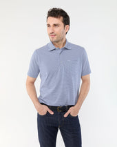 Short Sleeved Polo In Ink White Stripe Jersey