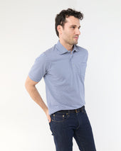 Short Sleeved Polo In Ink White Stripe Jersey