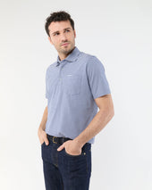 Short Sleeved Polo In Ink White Stripe Jersey
