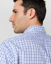 Button Down Sport Shirt In Navy Tattersall Oxford