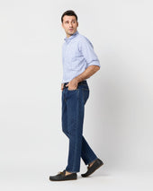 Button Down Sport Shirt In Navy Tattersall Oxford