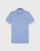 Short Sleeved Knit Button Down Popover Shirt In Oxford Pima Pique