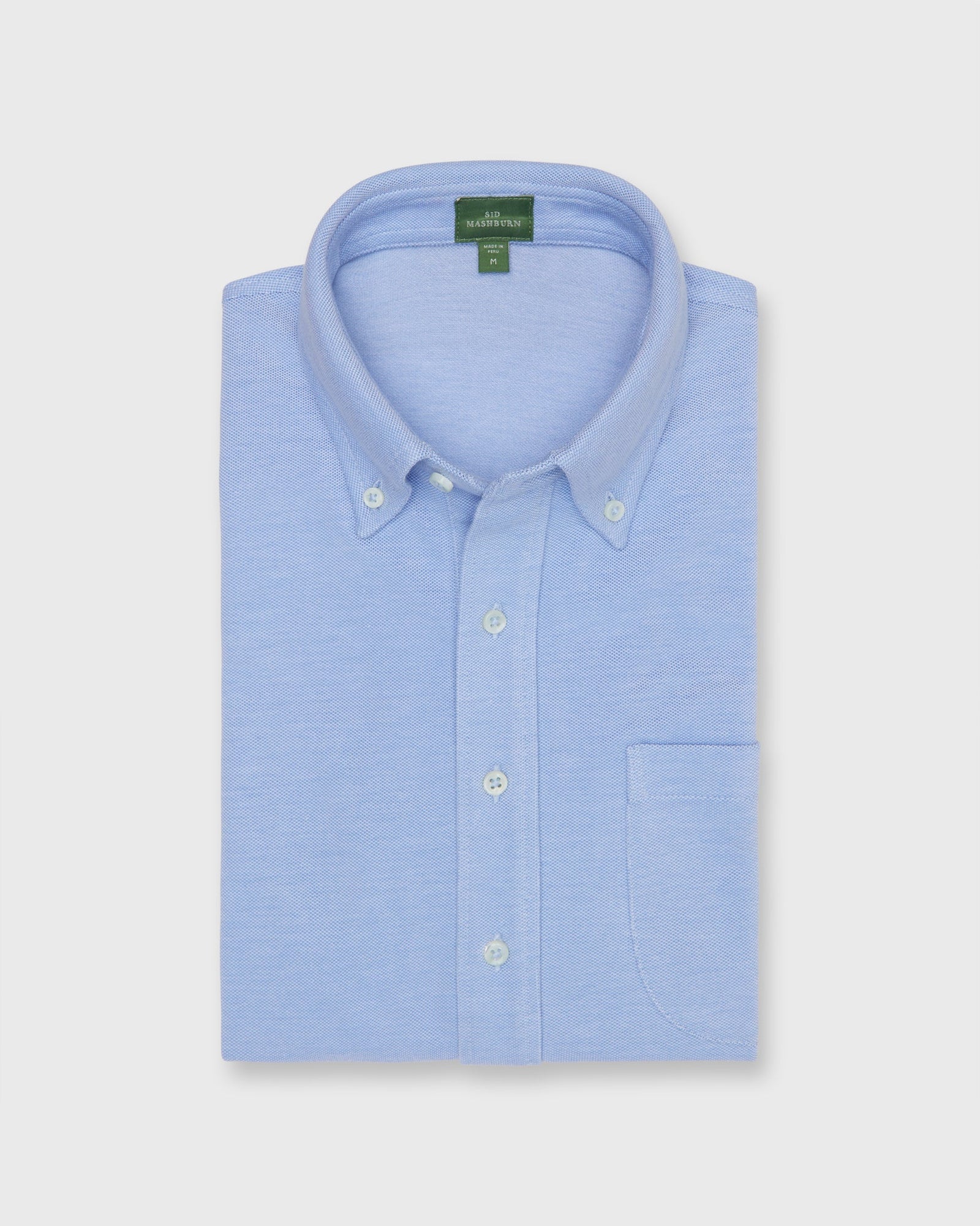 Short Sleeved Knit Button Down Popover Shirt In Oxford Pima Pique