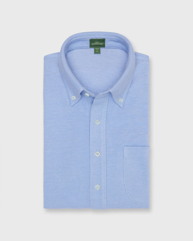 Short Sleeved Knit Button Down Popover Shirt In Oxford Pima Pique