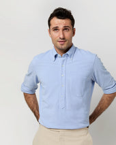 Knit Button Down Popover Shirt In Oxford Pima Pique
