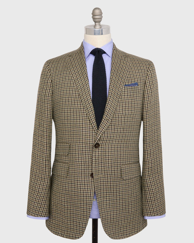 Virgil No 2 Jacket In Brown Check Linen Twill