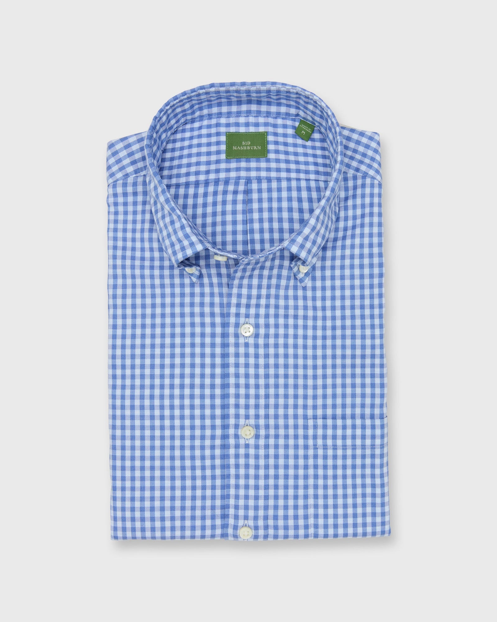 Button Down Sport Shirt In Blue Sky Gingham Lightweight Oxford