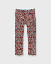 Sport Trouser In Red Blue Cream Block Print Poplin