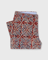 Sport Trouser In Red Blue Cream Block Print Poplin