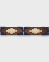 1 1 8 Polo Belt In Bone Navy Lavender Medium Brown Leather