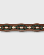 1 1 8 Polo Belt In Green Bone Medium Brown Leather
