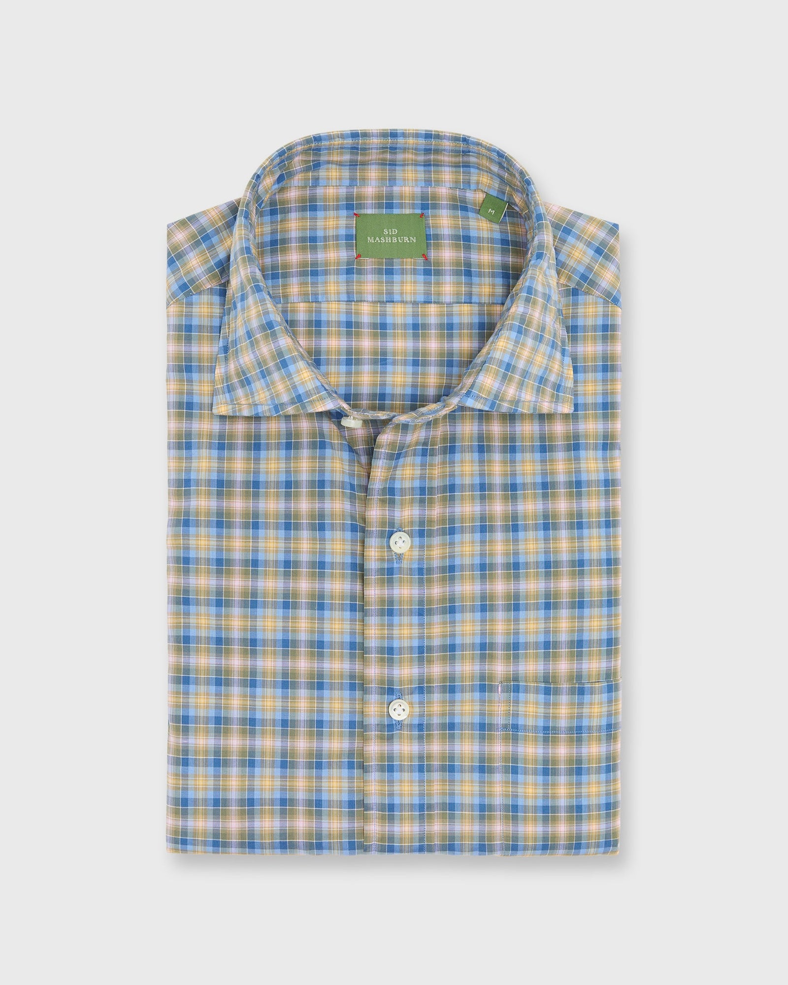 Otto Handmade Sport Shirt In Yellow Pink Check Poplin