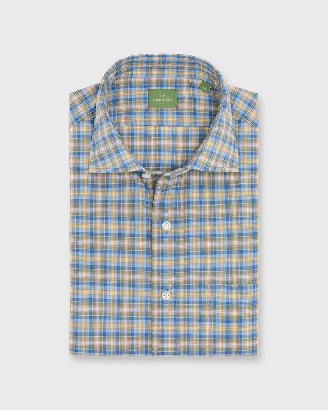 Otto Handmade Sport Shirt in Blue/Yellow/Pink Check Poplin