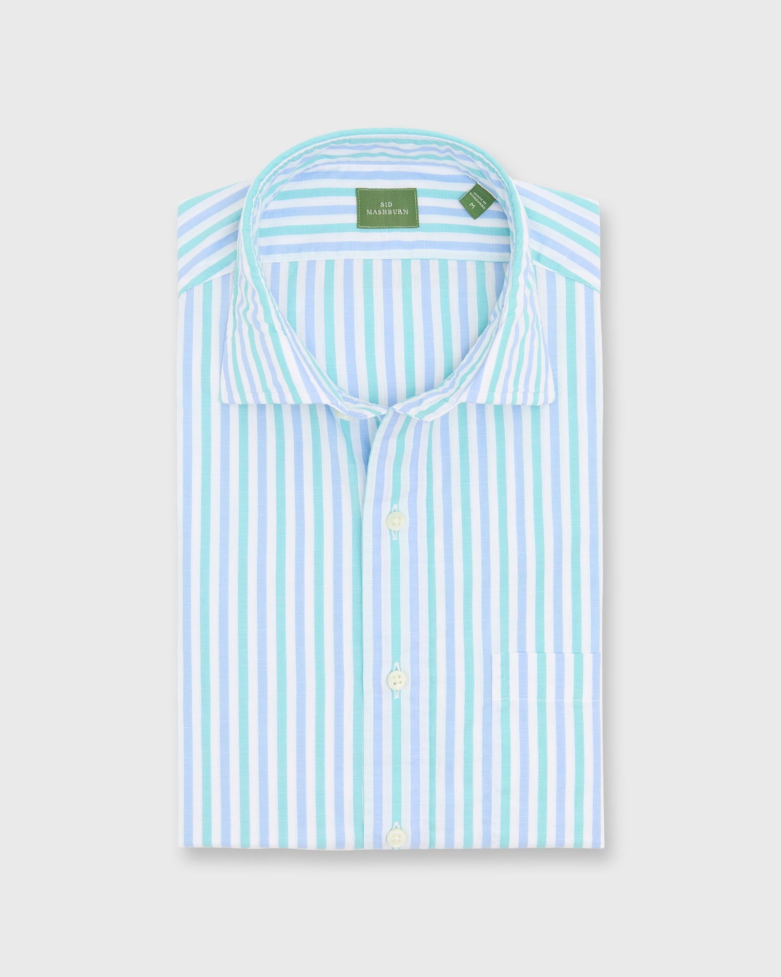 Spread Collar Sport Shirt In Seaglass Coastal Stripe