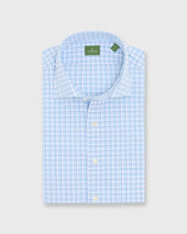 Spread Collar Sport Shirt in White/Seaglass/Dutch Check Poplin
