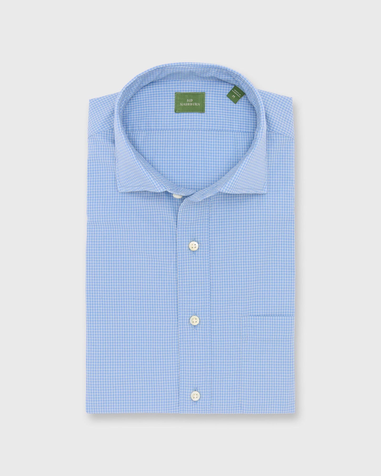 Spread Collar Sport Shirt In Sage Micro Gingham Poplin