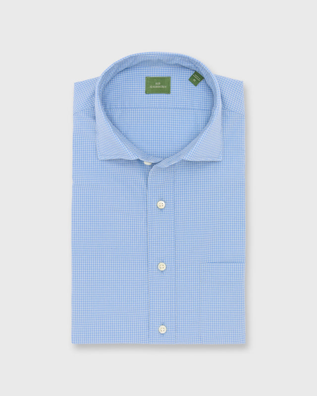 Spread Collar Sport Shirt In Sage Micro Gingham Poplin