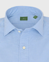 Spread Collar Sport Shirt In Sage Micro Gingham Poplin
