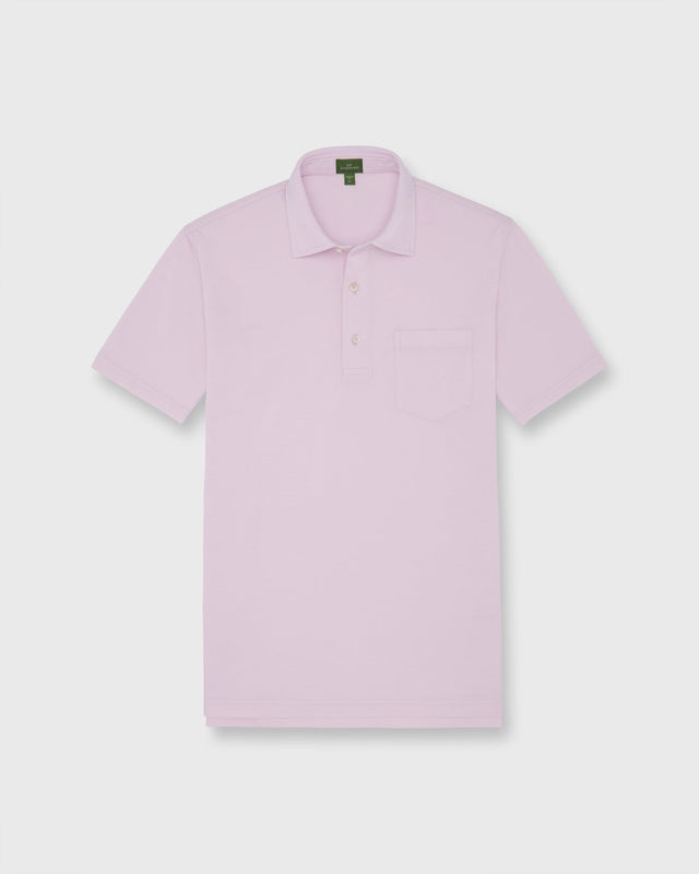 Short Sleeved Polo In Pale Pink Pima Pique