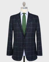 Virgil No 3 Jacket In Spruce Blue Windowpane Brushed Twill