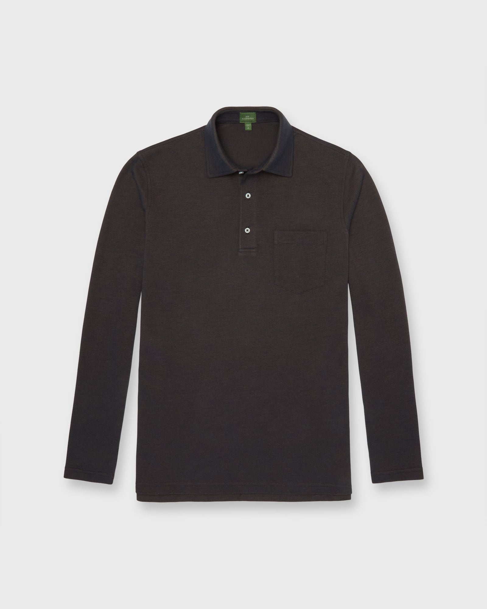 Long Sleeved Polo In Dark Oxford Pima Pique