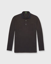 Long Sleeved Polo In Dark Oxford Pima Pique