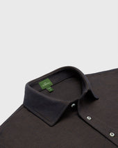 Long Sleeved Polo In Dark Oxford Pima Pique