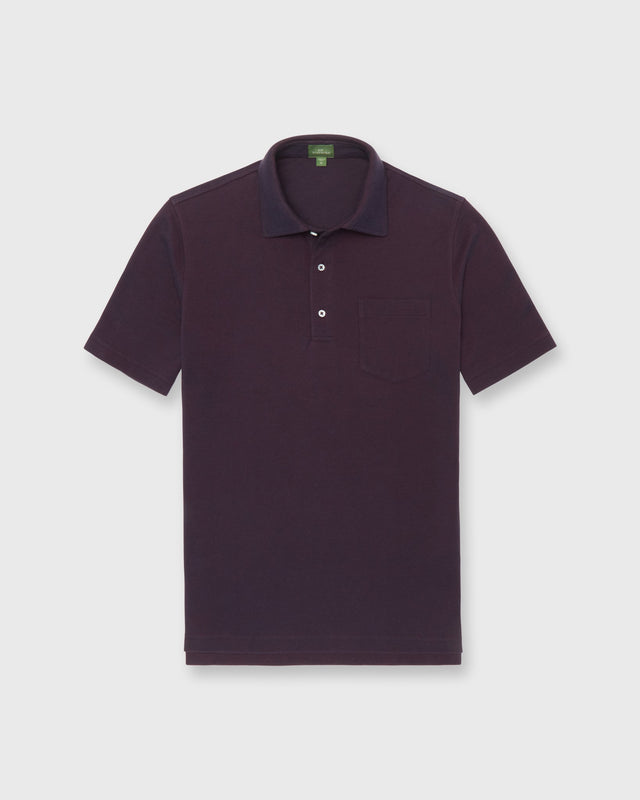 Short Sleeved Polo In Merlot Dark Oxford Pima Pique