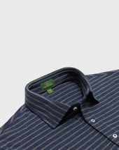 Short Sleeved Polo In Heather Heather Graphite Stripe Pima Pique