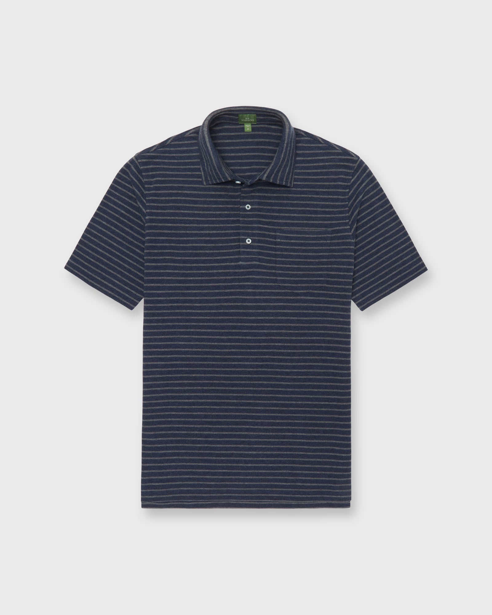 Short Sleeved Polo In Heather Heather Graphite Stripe Pima Pique