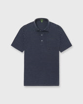 Short Sleeved Polo In Heather Heather Graphite Stripe Pima Pique