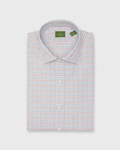 Spread Collar Dress Shirt In Green Poppy Check Poplin