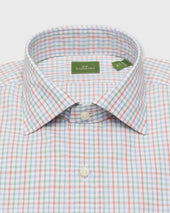 Spread Collar Dress Shirt In Green Poppy Check Poplin