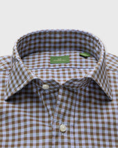 Spread Collar Sport Shirt In Heather Brolive Gingham Poplin