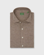 Spread Collar Sport Shirt In Sawdust Gingham Brushed Twill
